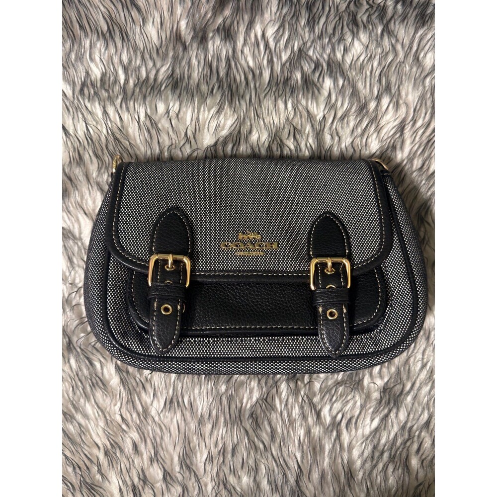Coach Lucy Small Crossbody Bag Black Magnetic Flap Buckle Adjustable Strap